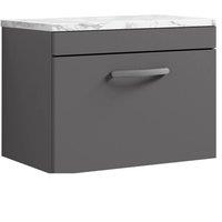 Balterley Millwich 1 Drawer Wall Hung Vanity Unit, Gloss Grey, 600mm in Grey