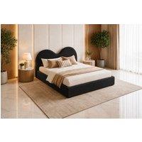 SOFT SNOOZE BEDS Niana Teddy Boucle Upholstered Ottoman Storage Gas Lift Bed in Black | Size: Single