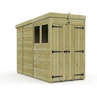 Buttercup Farm 4ft x 9ft Pent Garden Shed Double Door With Windows - Timber in Brown