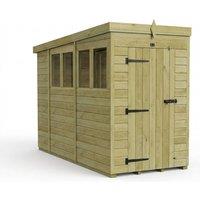 Buttercup Farm 4ft x 10ft Pent Garden Shed Single Door With Windows - Timber in Brown
