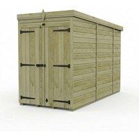 Buttercup Farm 4ft x 10ft Pent Garden Shed Double Door No Windows - Timber in Brown
