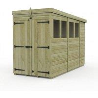 Buttercup Farm 4ft x 10ft Pent Garden Shed Double Door With Windows - Timber in Brown