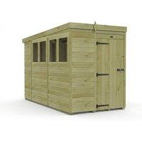 Buttercup Farm 5ft x 10ft Pent Garden Shed Single Door With Windows - Timber in Brown