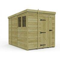 Buttercup Farm 6ft x 9ft Pent Garden Shed Single Door With Windows - Timber in Brown