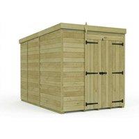 Buttercup Farm 6ft x 9ft Pent Garden Shed Double Door No Windows - Timber in Brown