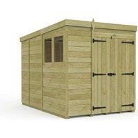 Buttercup Farm 6ft x 9ft Pent Garden Shed Double Door With Windows - Timber in Brown
