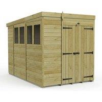 Buttercup Farm 6ft x 10ft Pent Garden Shed Double Door With Windows - Timber in Brown