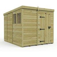 Buttercup Farm 7ft x 9ft Pent Garden Shed Single Door With Windows - Timber in Brown