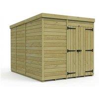 Buttercup Farm 7ft x 9ft Pent Garden Shed Double Door No Windows - Timber in Brown