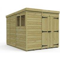 Buttercup Farm 7ft x 9ft Pent Garden Shed Double Door With Windows - Timber in Brown