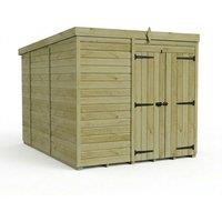 Buttercup Farm 7ft x 10ft Pent Garden Shed Double Door No Windows - Timber in Brown