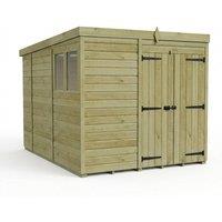 Buttercup Farm 7ft x 10ft Pent Garden Shed Double Door With Windows - Timber in Brown