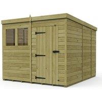 Buttercup Farm 8ft x 9ft Pent Garden Shed Single Door With Windows - Timber in Brown