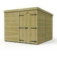 Buttercup Farm 8ft x 9ft Pent Garden Shed Double Door No Windows - Timber in Brown