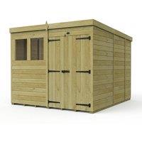 Buttercup Farm 8ft x 9ft Pent Garden Shed Double Door With Windows - Timber in Brown