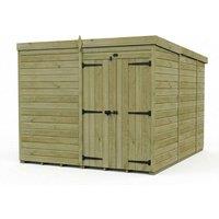 Buttercup Farm 8ft x 10ft Pent Garden Shed Double Door No Windows - Timber in Brown