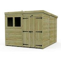 Buttercup Farm 8ft x 10ft Pent Garden Shed Double Door With Windows - Timber in Brown