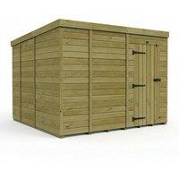 Buttercup Farm 9ft x 9ft Pent Garden Shed Single Door No Windows - Timber in Brown