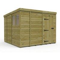 Buttercup Farm 9ft x 9ft Pent Garden Shed Single Door With Windows - Timber in Brown