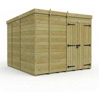 Buttercup Farm 9ft x 9ft Pent Garden Shed Double Door No Windows - Timber in Brown