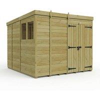 Buttercup Farm 9ft x 9ft Pent Garden Shed Double Door With Windows - Timber in Brown