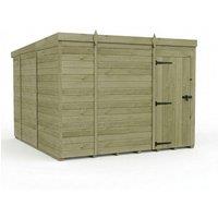 Buttercup Farm 9ft x 10ft Pent Garden Shed Single Door No Windows - Timber in Brown
