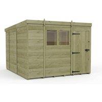 Buttercup Farm 9ft x 10ft Pent Garden Shed Single Door With Windows - Timber in Brown