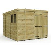 Buttercup Farm 9ft x 10ft Pent Garden Shed Double Door With Windows - Timber in Brown