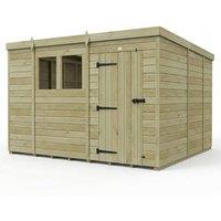 Buttercup Farm 10ft x 9ft Pent Garden Shed Single Door With Windows - Timber in Brown