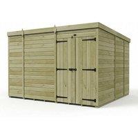Buttercup Farm 10ft x 9ft Pent Garden Shed Double Door No Windows - Timber in Brown