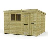 Buttercup Farm 10ft x 10ft Pent Garden Shed Single Door With Windows - Timber in Brown