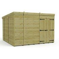 Buttercup Farm 10ft x 10ft Pent Garden Shed Double Door No Windows - Timber in Brown