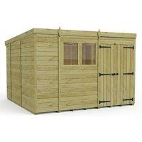 Buttercup Farm 10ft x 10ft Pent Garden Shed Double Door With Windows - Timber in Brown