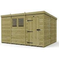 Buttercup Farm 11ft x 9ft Pent Garden Shed Single Door With Windows - Timber in Brown