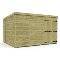 Buttercup Farm 11ft x 9ft Pent Garden Shed Double Door No Windows - Timber in Brown