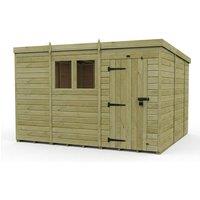 Buttercup Farm 11ft x 10ft Pent Garden Shed Single Door With Windows - Timber in Natural