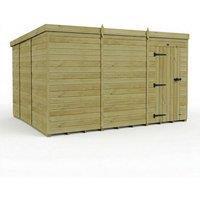Buttercup Farm 12ft x 10ft Pent Garden Shed Single Door No Windows - Timber in Brown