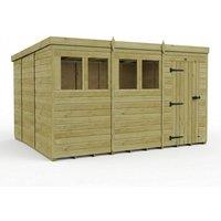 Buttercup Farm 12ft x 10ft Pent Garden Shed Single Door With Windows - Timber in Brown
