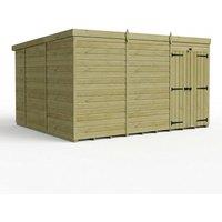 Buttercup Farm 12ft x 10ft Pent Garden Shed Double Door No Windows - Timber in Brown