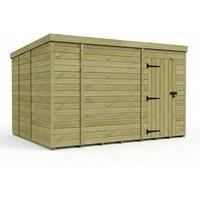 Buttercup Farm 13ft x 9ft Pent Garden Shed Single Door No Windows - Timber in Brown