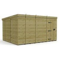 Buttercup Farm 13ft x 10ft Pent Garden Shed Single Door No Windows - Timber in Brown