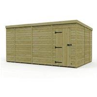 Buttercup Farm 14ft x 9ft Pent Garden Shed Single Door No Windows - Timber in Brown