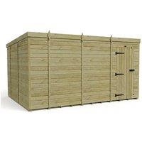 Buttercup Farm 14ft x 10ft Pent Garden Shed Single Door No Windows - Timber in Brown