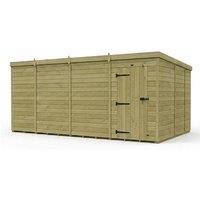 Buttercup Farm 15ft x 9ft Pent Garden Shed Single Door No Windows - Timber in Brown