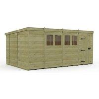 Buttercup Farm 15ft x 10ft Pent Garden Shed Single Door With Windows - Timber in Brown