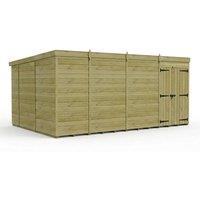 Buttercup Farm 15ft x 10ft Pent Garden Shed Double Door No Windows - Timber in Brown