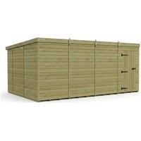 Buttercup Farm 16ft x 10ft Pent Garden Shed Single Door No Windows - Timber in Brown