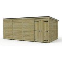 Buttercup Farm 16ft x 10ft Pent Garden Shed Double Door No Windows - Timber in Brown