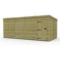 Buttercup Farm 17ft x 9ft Pent Garden Shed Single Door No Windows - Timber in Brown