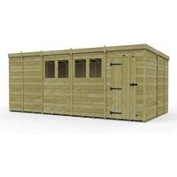 Buttercup Farm 17ft x 9ft Pent Garden Shed Single Door With Windows - Timber in Brown